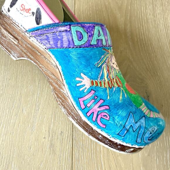 Dansko Women's Leather Clog Size 41 Music Dance Theme Custom Hand Painted - Picture 10 of 11